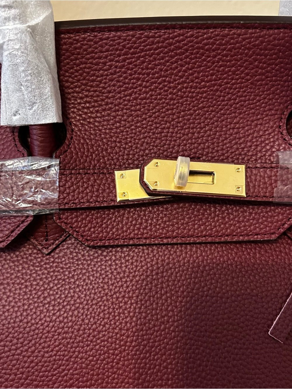 40cm XXL Burgundy Top Handle Leather Satchel - Picture 5 of 11